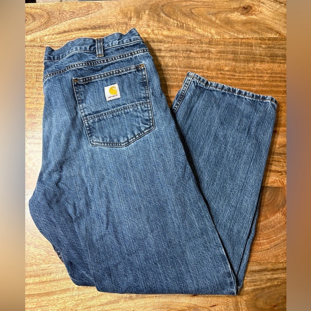 Carhartt Mens Relaxed Fit Jeans Straight Leg Denim Workwear Baggy Blue Sz 40/30